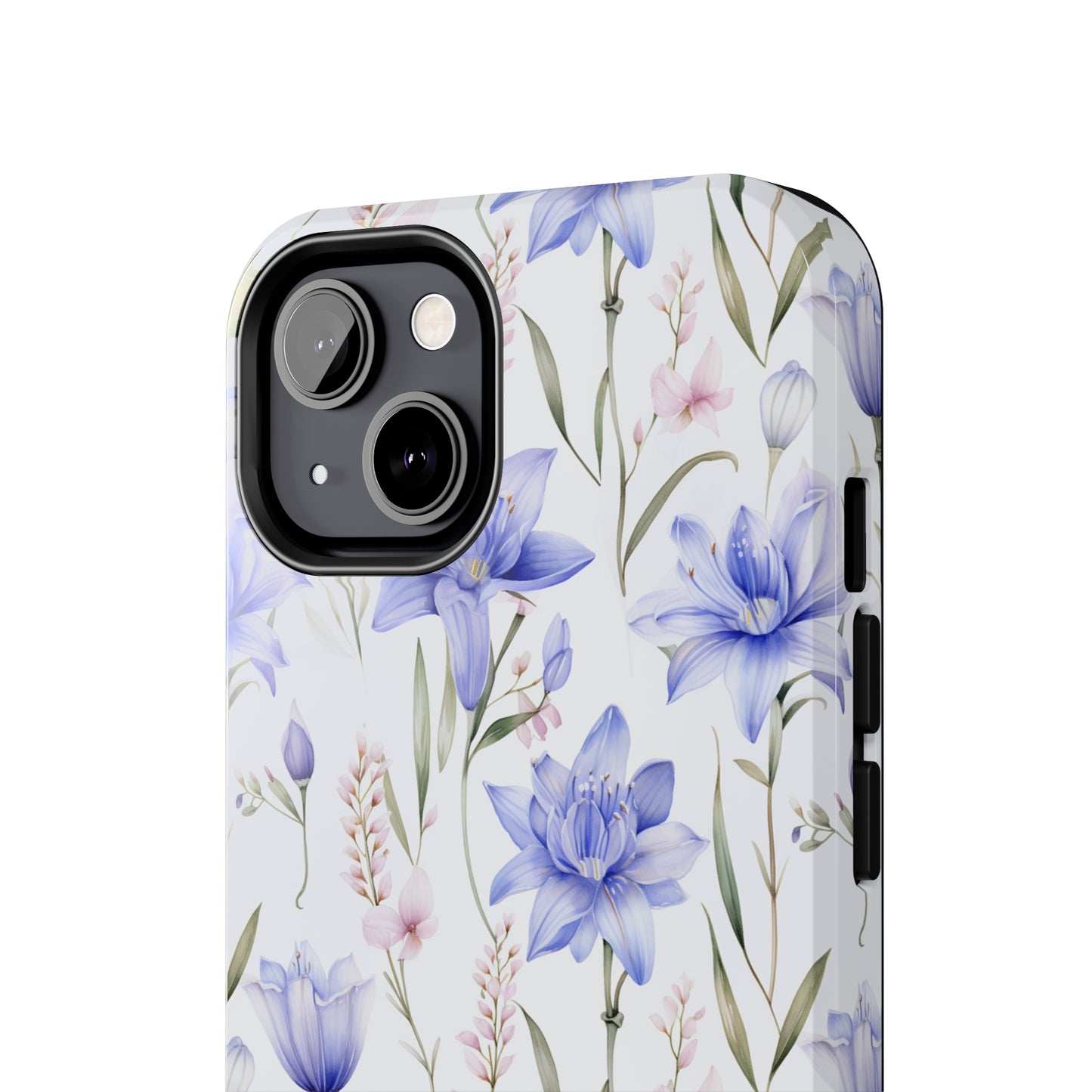 AI Bluebell Pattern Phone Case for iPhone - Lightweight, Impact Resistant, Wireless Charging Compatible