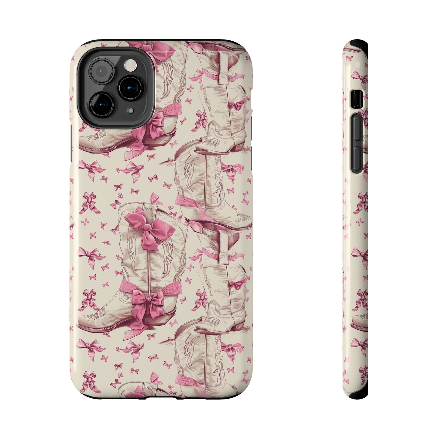 Bows and Boots Phone Case for iPhone - Lightweight, Impact Resistant, Wireless Charging Compatible