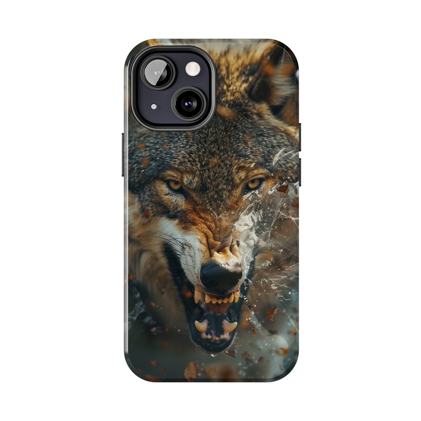 Wolf Ripping Through Phone Case for iPhone - Lightweight, Impact Resistant, Wireless Charging Compatible