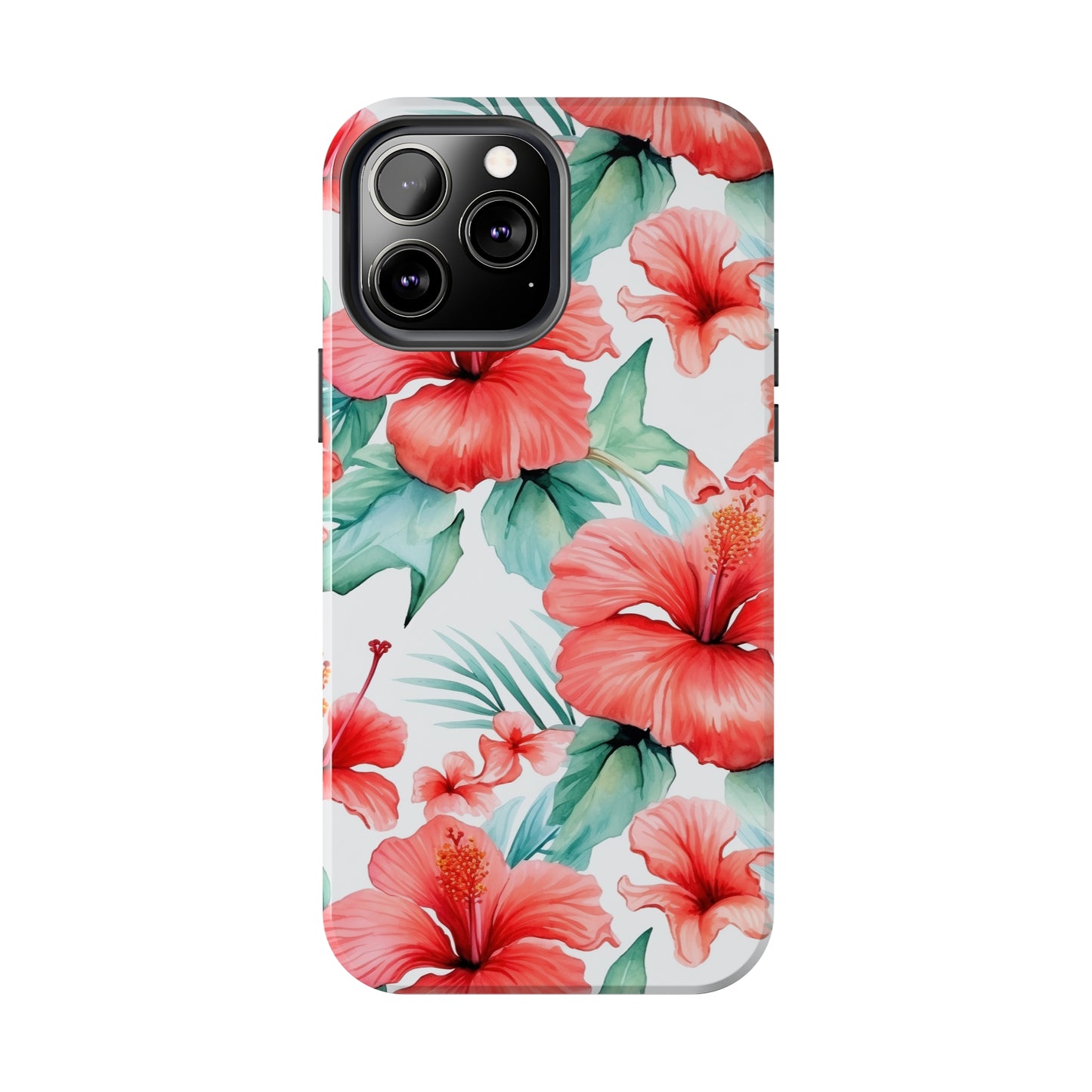 AI Hibiscus Pattern Phone Case for iPhone - Lightweight, Impact Resistant, Wireless Charging Compatible-AI phone case-AI By AJ