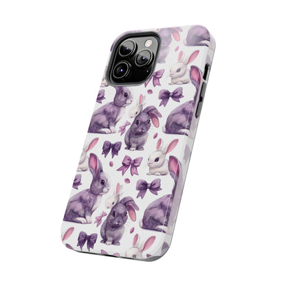 Bunnies and Bows Phone Case for iPhone - Lightweight, Impact Resistant, Wireless Charging Compatible