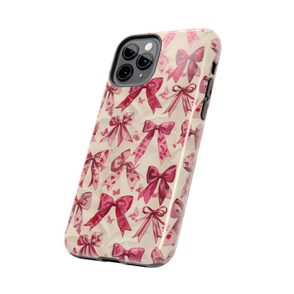 Pink Bows 3 Phone Case for iPhone - Lightweight, Impact Resistant, Wireless Charging Compatible