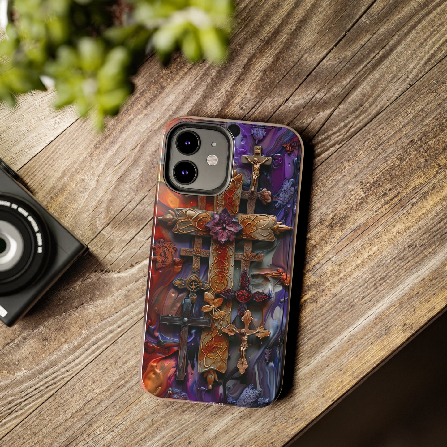 Colorful Crosses Phone Case for iPhone - Lightweight, Impact Resistant, Wireless Charging Compatible