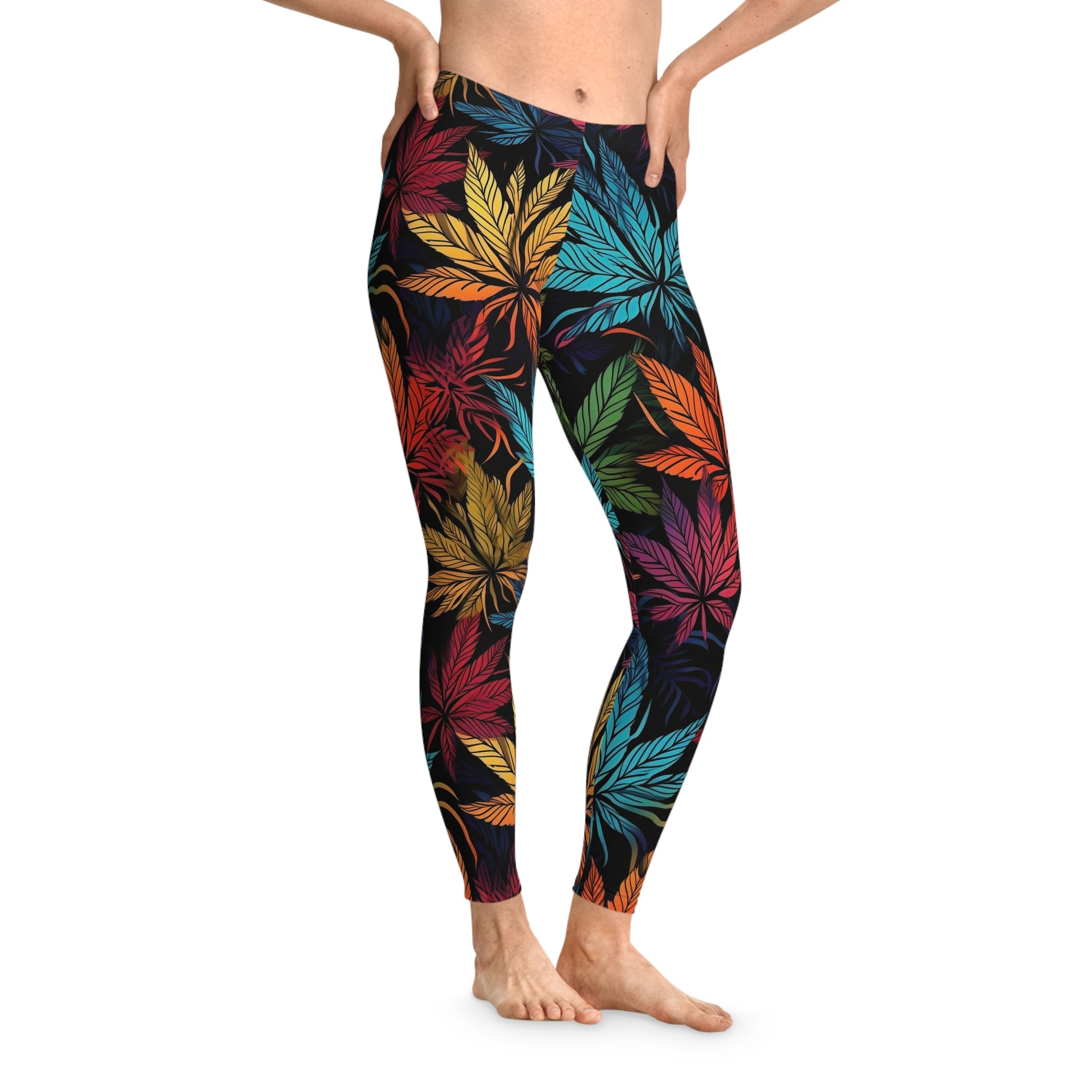 Wacky Weed Leaf Stretchy Leggings