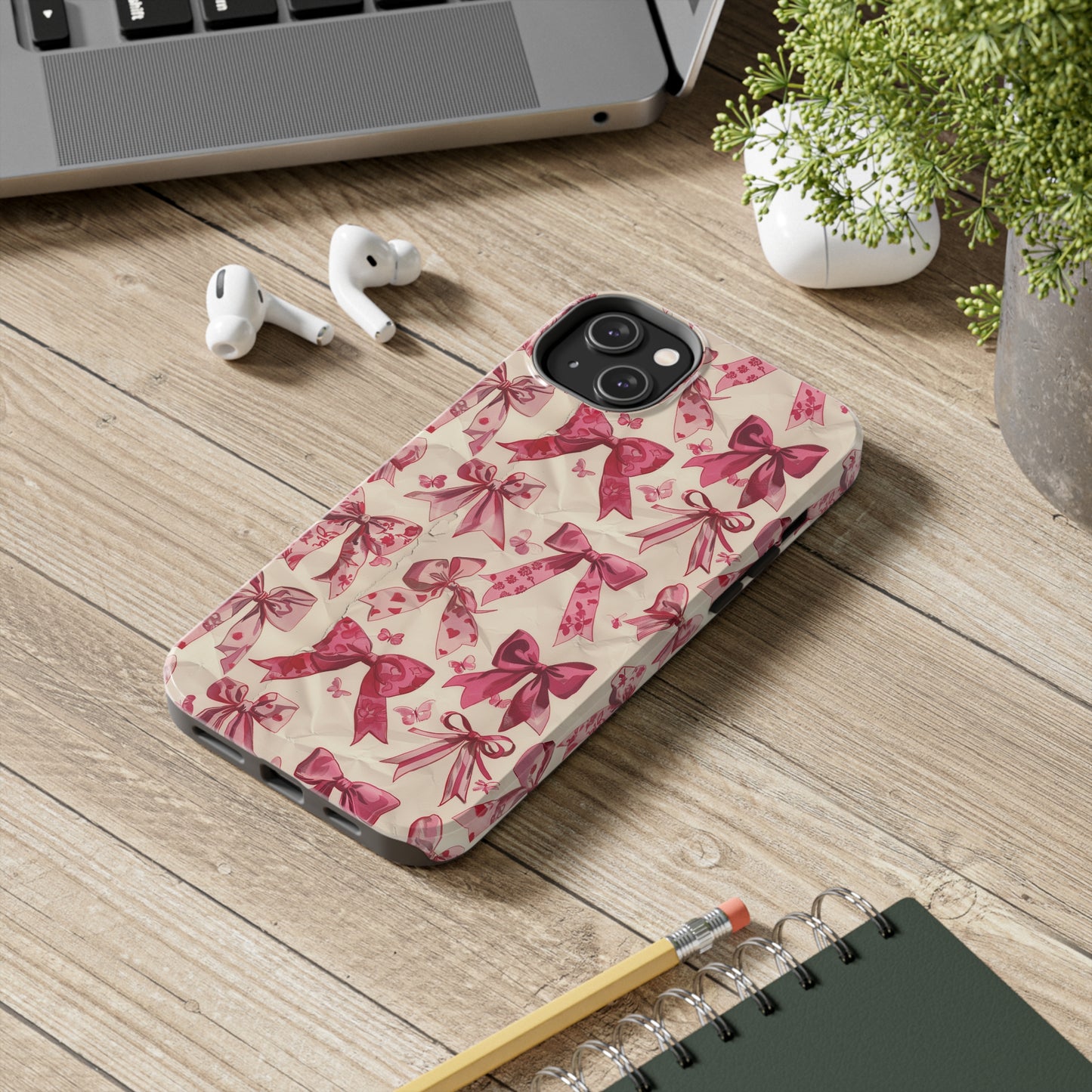 Pink Bows 3 Phone Case for iPhone - Lightweight, Impact Resistant, Wireless Charging Compatible