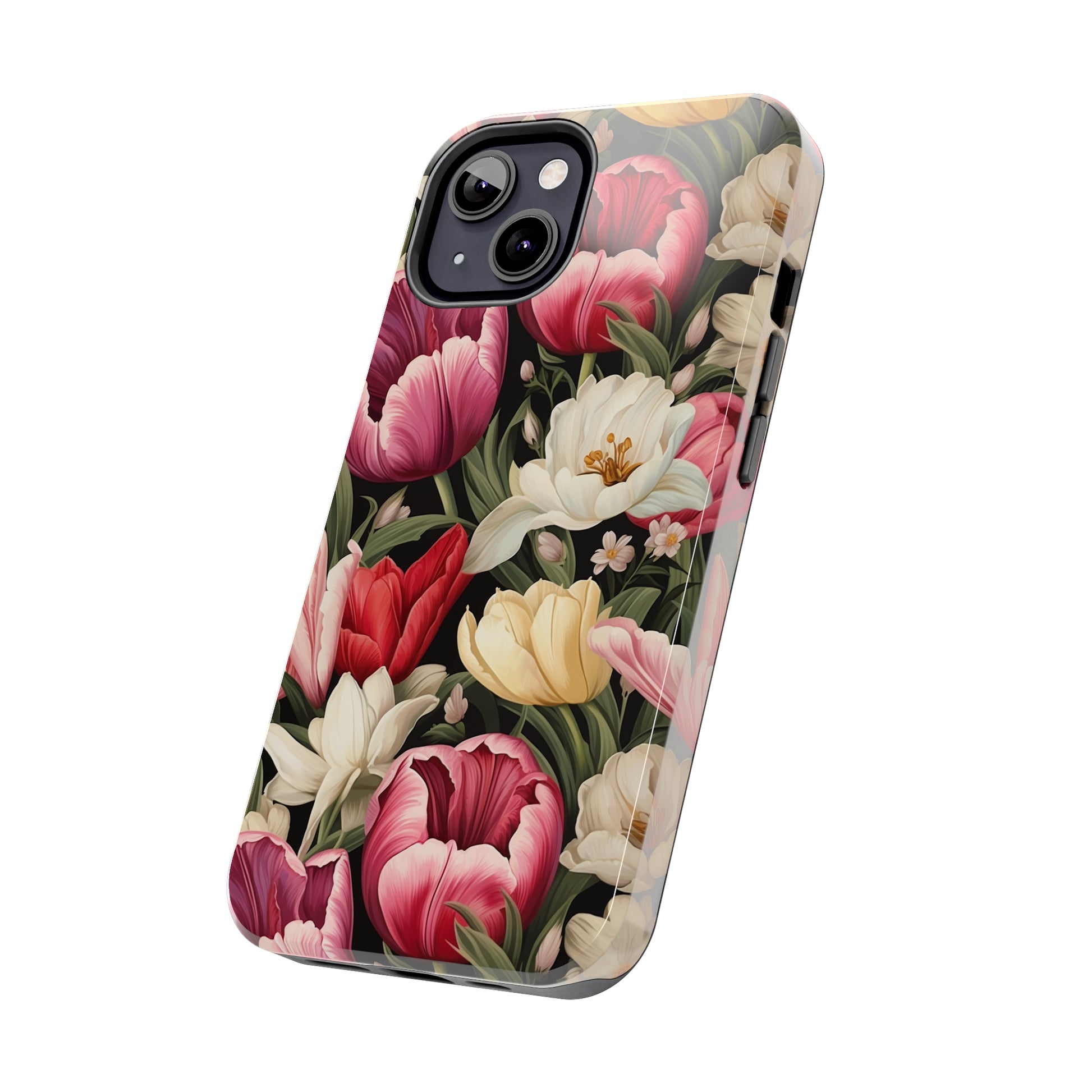 AI Tulip Pattern Phone Case for iPhone - Lightweight, Impact Resistant, Wireless Charging Compatible-AI phone case-AI By AJ