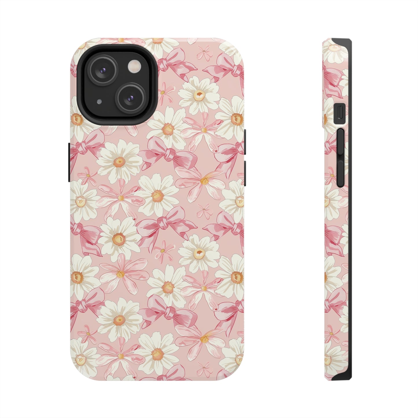 Daisies and Pink Bows Phone Case for iPhone - Lightweight, Impact Resistant, Wireless Charging Compatible