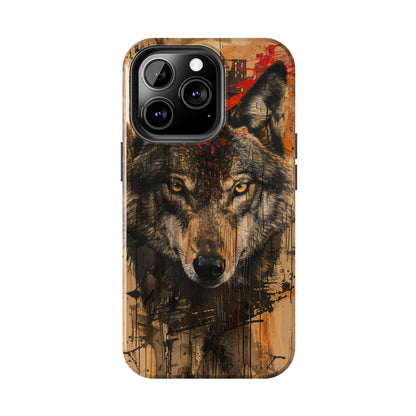 Asemic Writing Style Wolf Phone Case 2 for iPhone - Lightweight, Impact Resistant, Wireless Charging Compatible