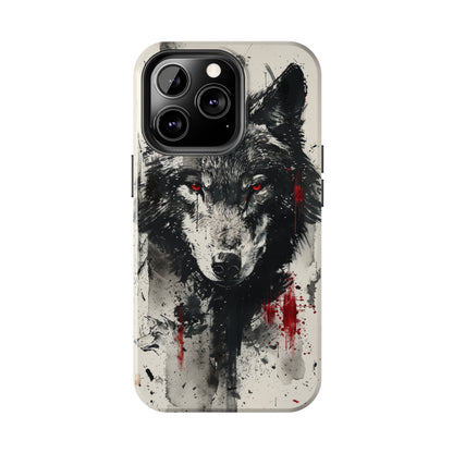 Asemic Writing Style Wolf Phone Case for iPhone - Lightweight, Impact Resistant, Wireless Charging Compatible