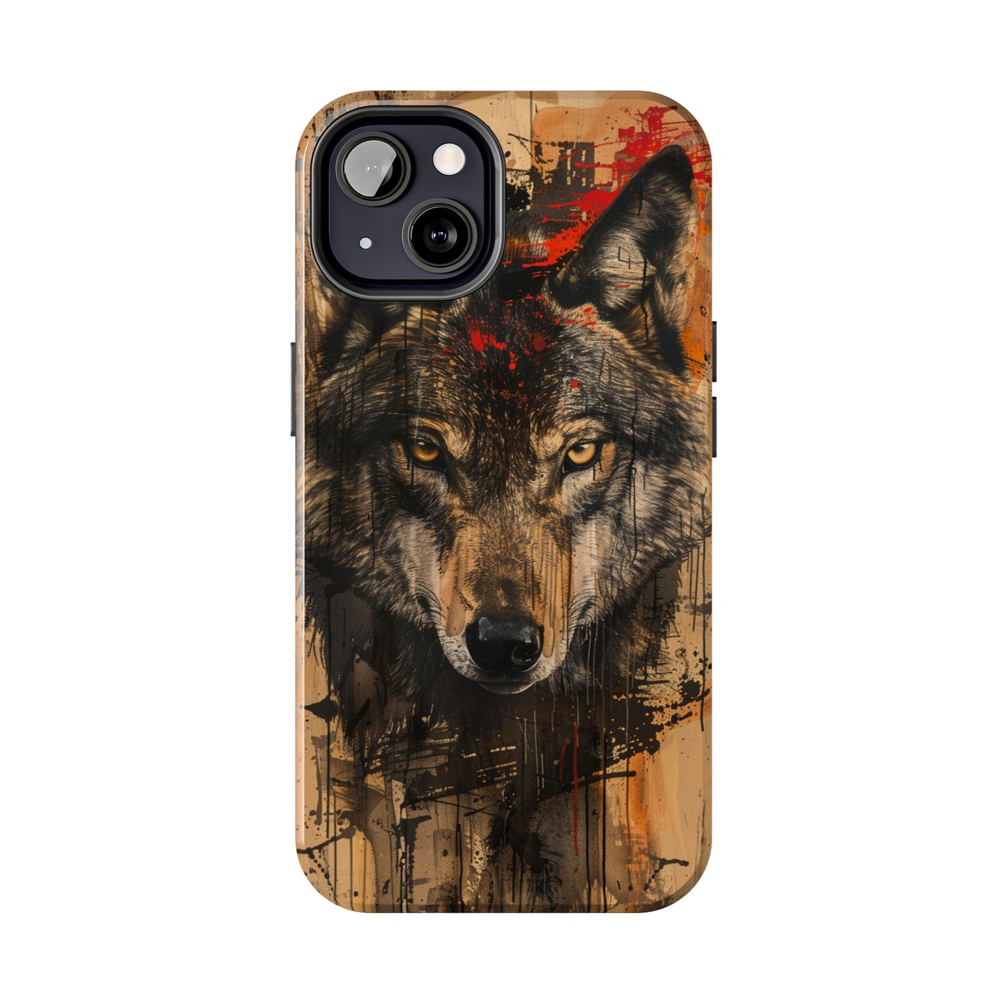 Asemic Writing Style Wolf Phone Case 2 for iPhone - Lightweight, Impact Resistant, Wireless Charging Compatible