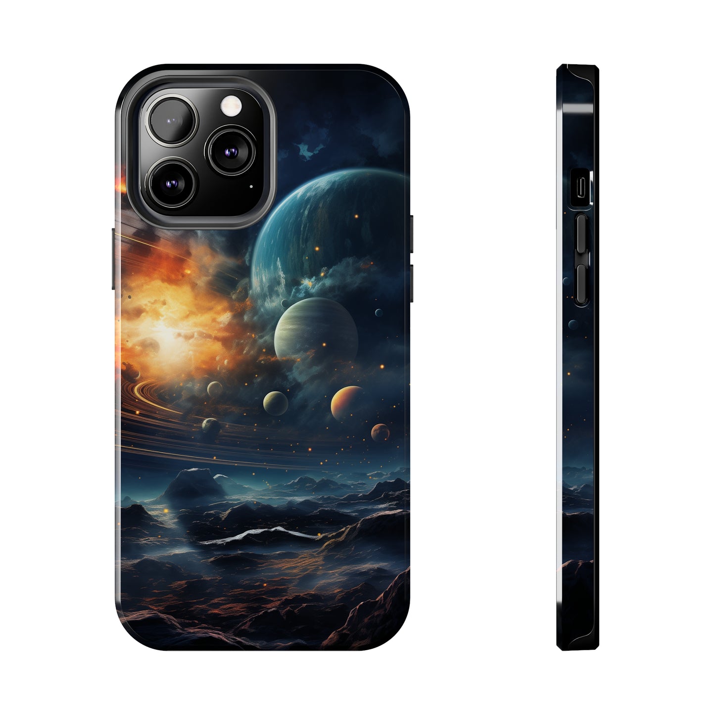 Space Planet Phone Case for iPhone - Lightweight, Impact Resistant, Wireless Charging Compatible