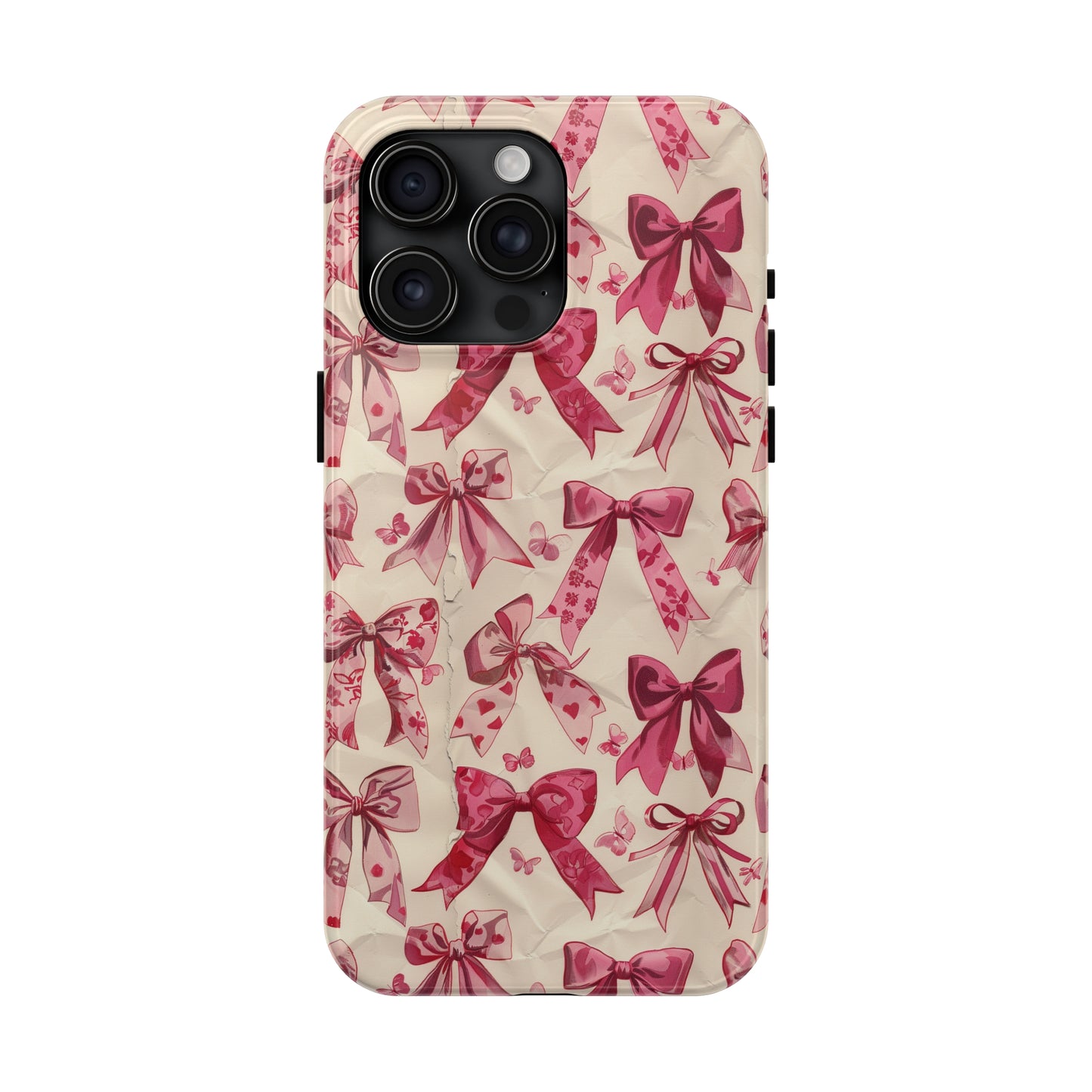 Pink Bows 3 Phone Case for iPhone - Lightweight, Impact Resistant, Wireless Charging Compatible