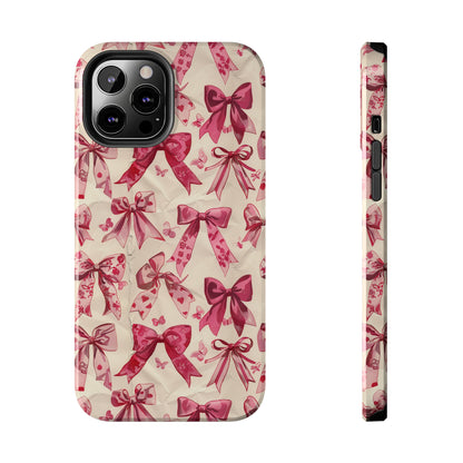 Pink Bows 3 Phone Case for iPhone - Lightweight, Impact Resistant, Wireless Charging Compatible