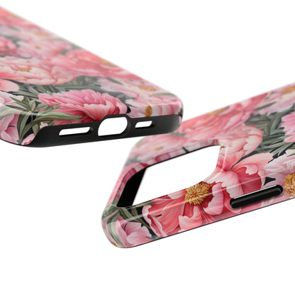 AI Peonies Floral Pattern Phone Case for iPhone - Lightweight, Impact Resistant, Wireless Charging Compatible