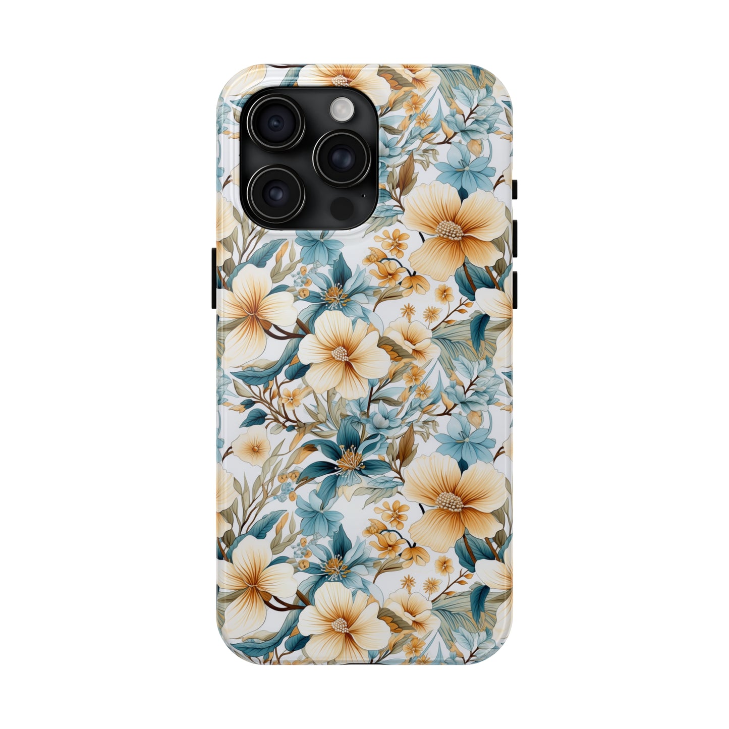 AI Magnolias Floral Pattern Phone Case for iPhone - Lightweight, Impact Resistant, Wireless Charging Compatible