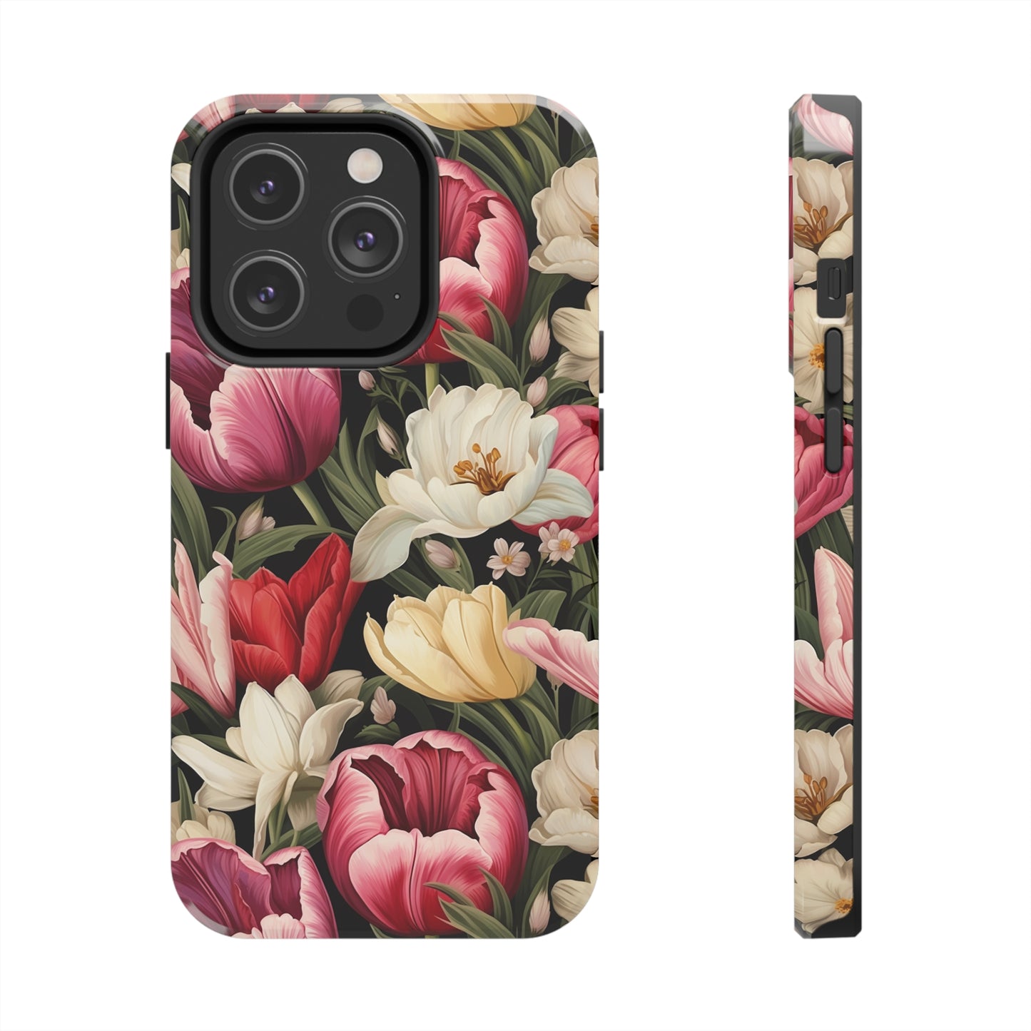 AI Tulip Pattern Phone Case for iPhone - Lightweight, Impact Resistant, Wireless Charging Compatible-AI phone case-AI By AJ