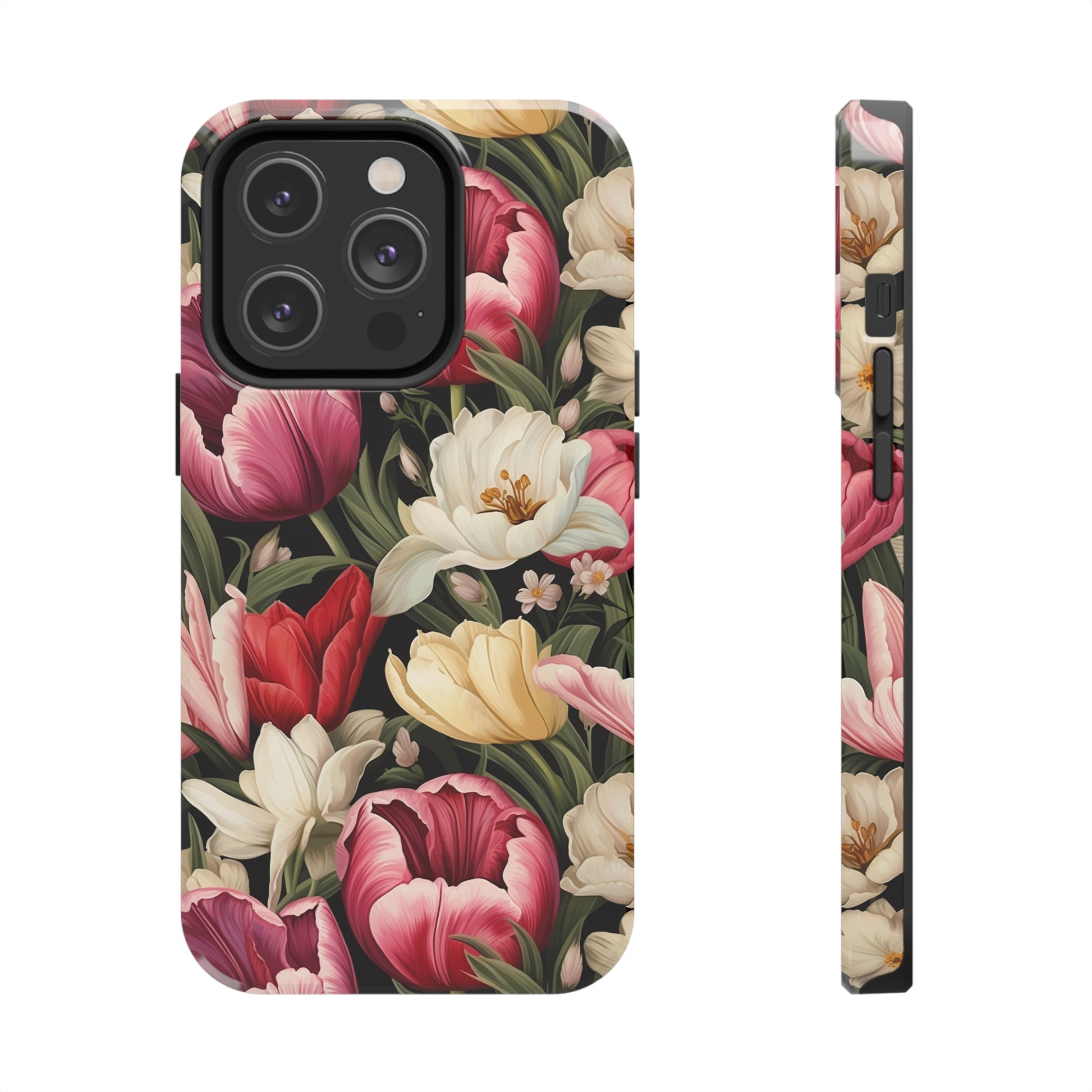 AI Tulip Pattern Phone Case for iPhone - Lightweight, Impact Resistant, Wireless Charging Compatible-AI phone case-AI By AJ