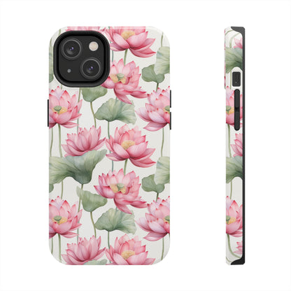 AI Lotus Flower Pattern Phone Case for iPhone - Lightweight, Impact Resistant, Wireless Charging Compatible