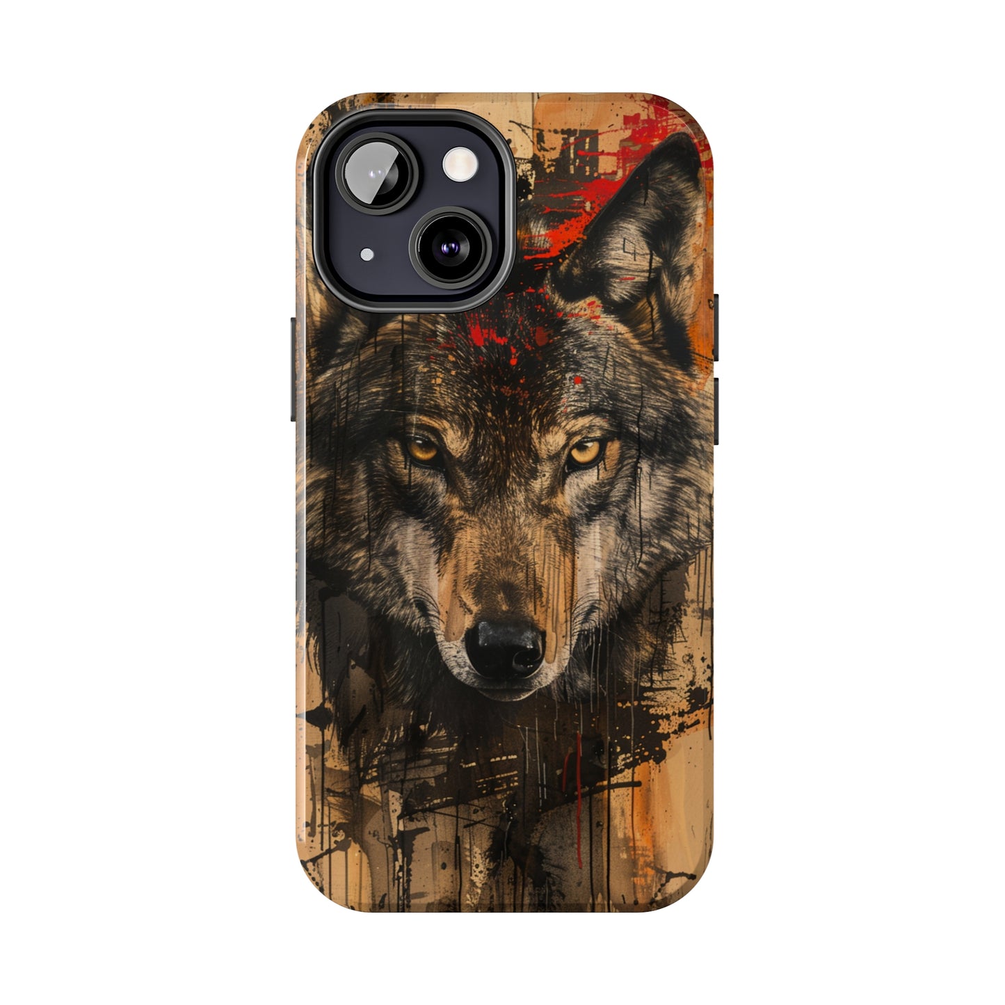 Asemic Writing Style Wolf Phone Case 2 for iPhone - Lightweight, Impact Resistant, Wireless Charging Compatible