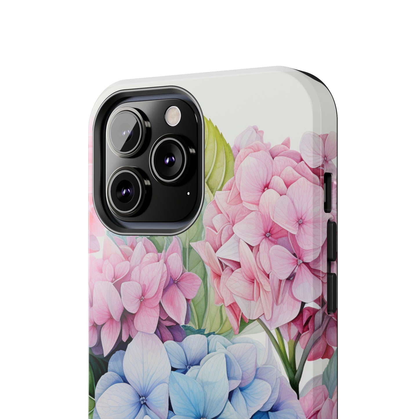 AI Hydrangeas Floral Pattern Phone Case for iPhone - Lightweight, Impact Resistant, Wireless Charging Compatible