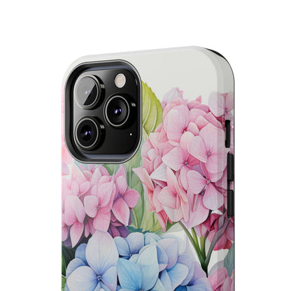 AI Hydrangeas Floral Pattern Phone Case for iPhone - Lightweight, Impact Resistant, Wireless Charging Compatible