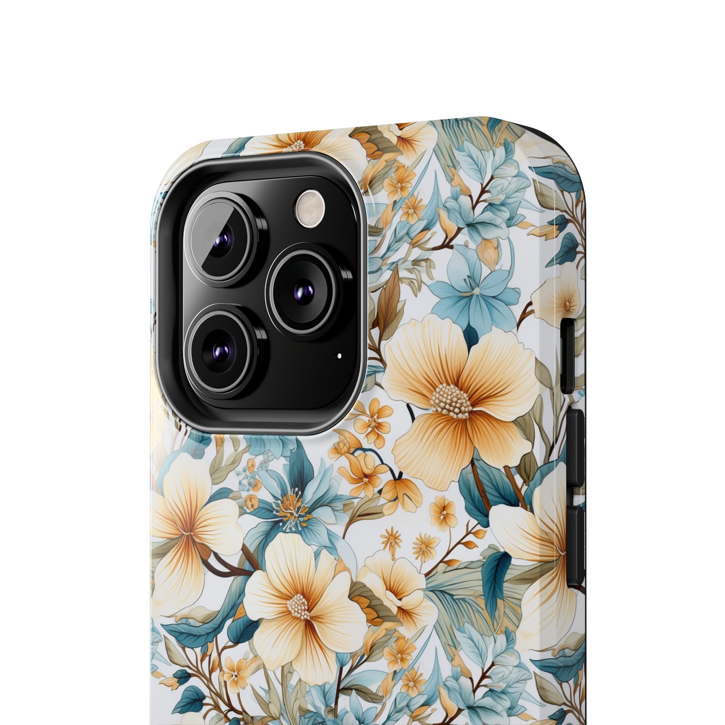 AI Magnolias Floral Pattern Phone Case for iPhone - Lightweight, Impact Resistant, Wireless Charging Compatible