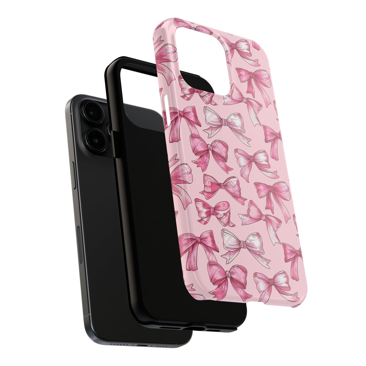 Pink Bows Phone Case for iPhone - Lightweight, Impact Resistant, Wireless Charging Compatible