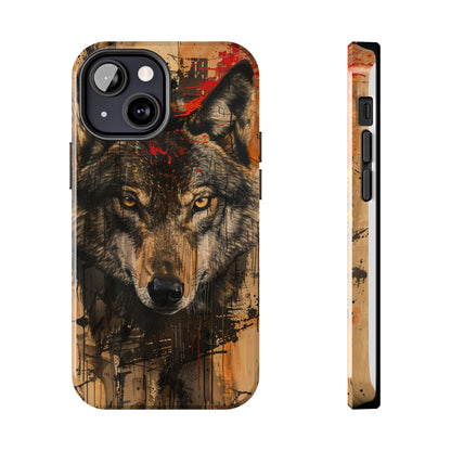 Asemic Writing Style Wolf Phone Case 2 for iPhone - Lightweight, Impact Resistant, Wireless Charging Compatible