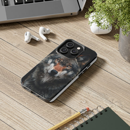 The Arte Povera Style Wolf Head 2 Phone Case for iPhone - Lightweight, Impact Resistant, Wireless Charging Compatible