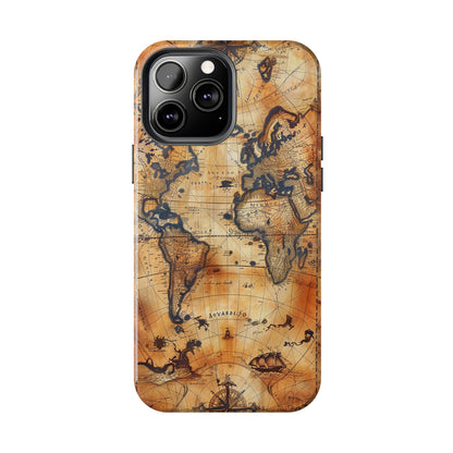 Ancient Map Phone Case for iPhone - Lightweight, Impact Resistant, Wireless Charging Compatible