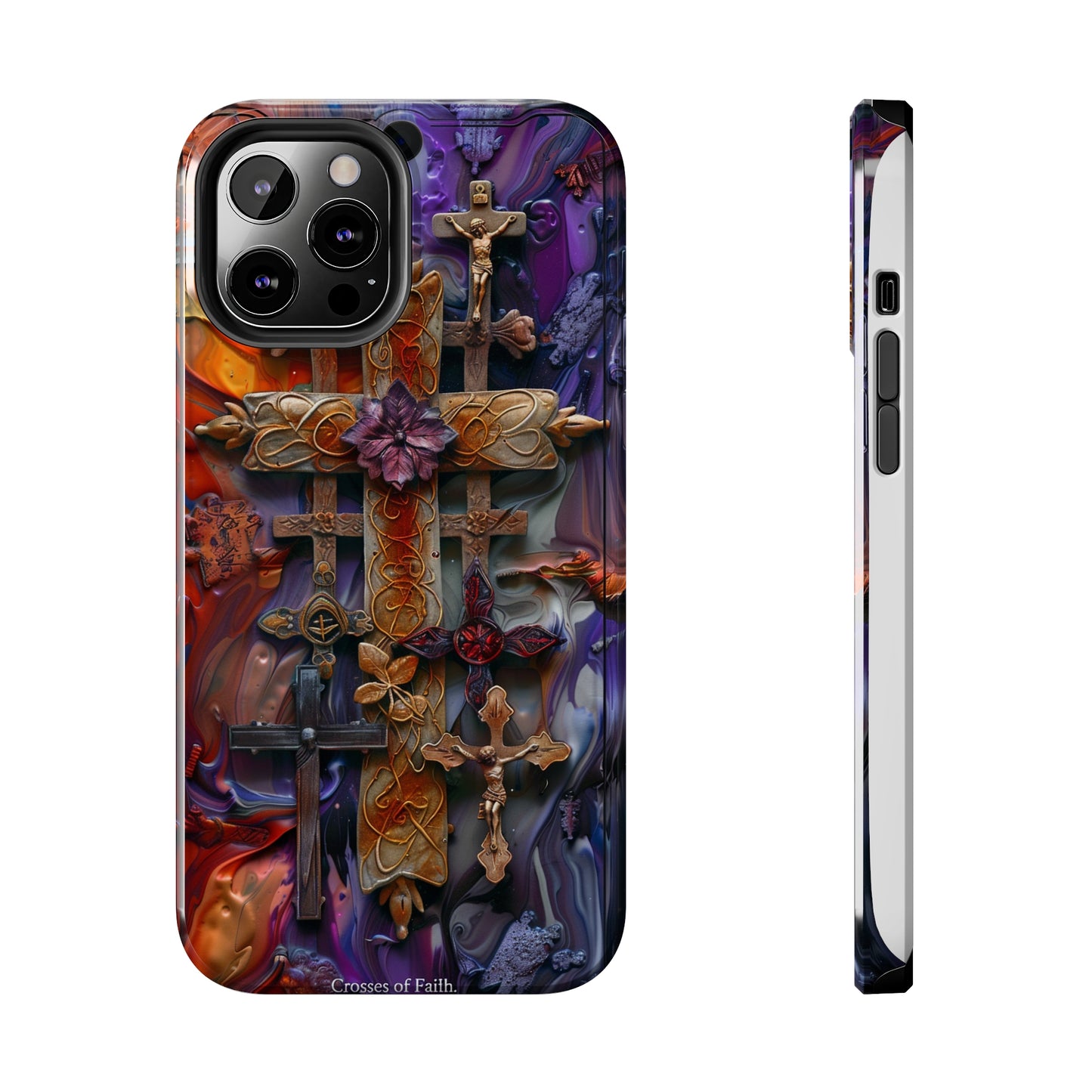 Colorful Crosses Phone Case for iPhone - Lightweight, Impact Resistant, Wireless Charging Compatible