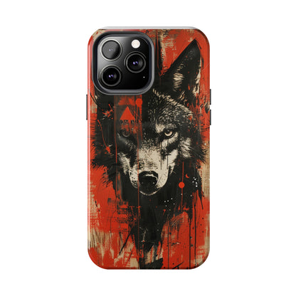 Asemic Writing Style Wolf Phone Case 3 for iPhone - Lightweight, Impact Resistant, Wireless Charging Compatible