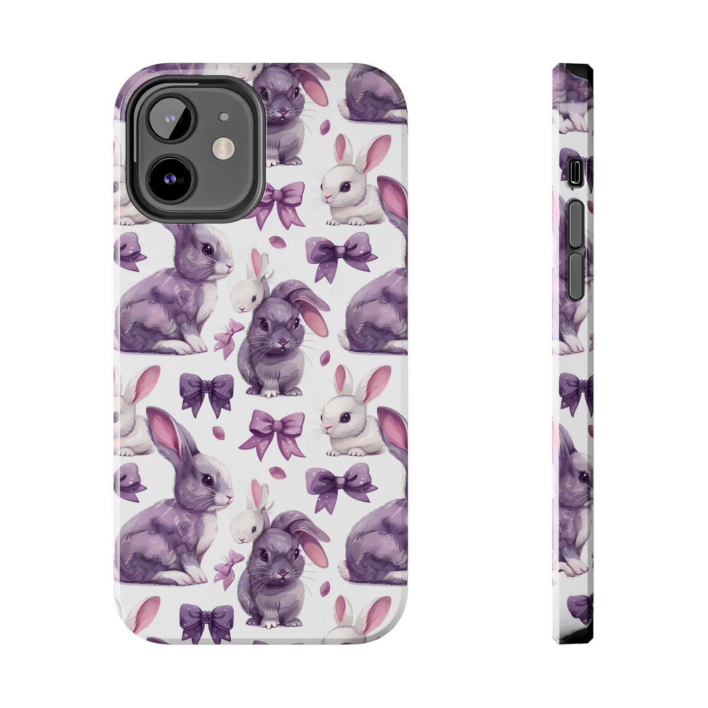 Bunnies and Bows Phone Case for iPhone - Lightweight, Impact Resistant, Wireless Charging Compatible