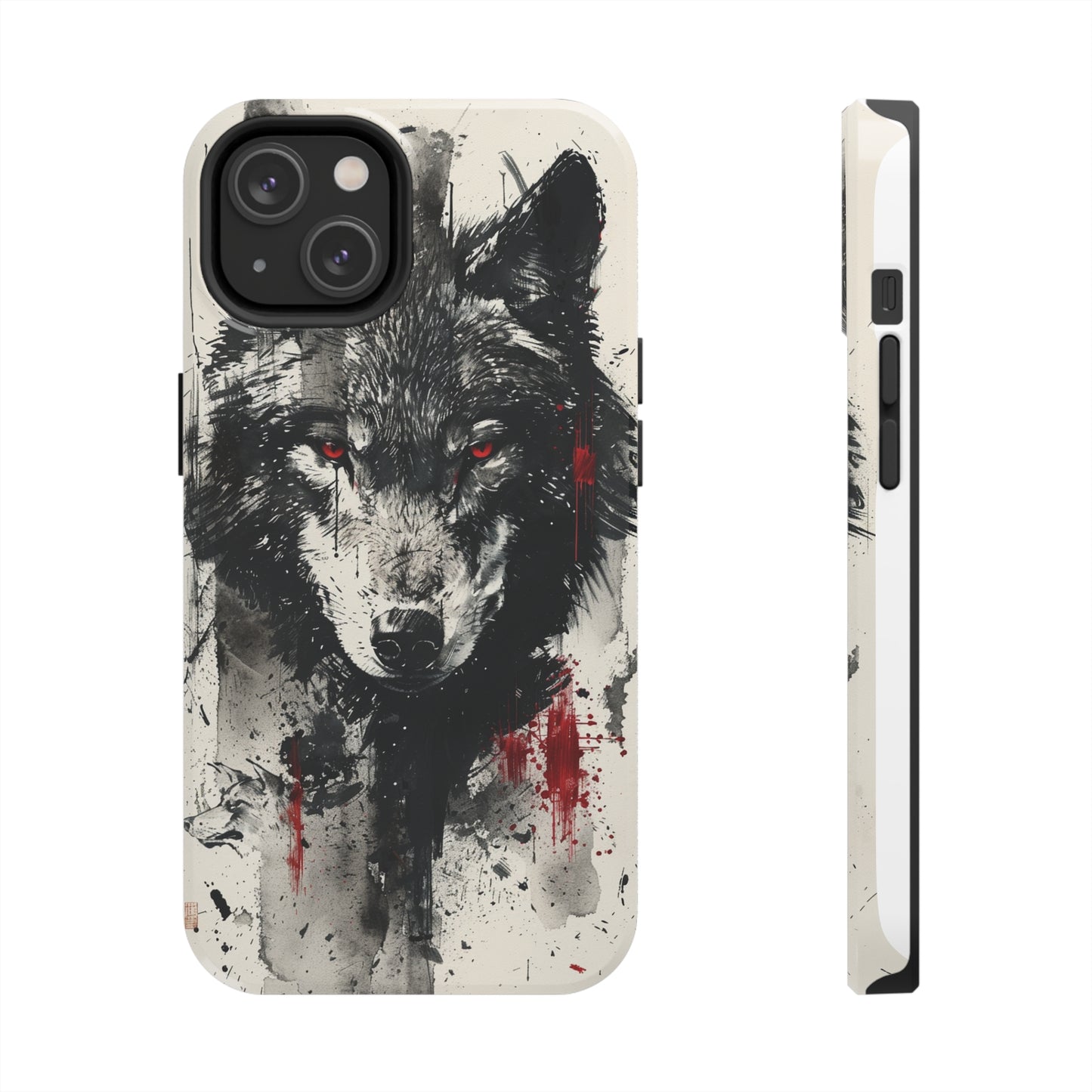 Asemic Writing Style Wolf Phone Case for iPhone - Lightweight, Impact Resistant, Wireless Charging Compatible