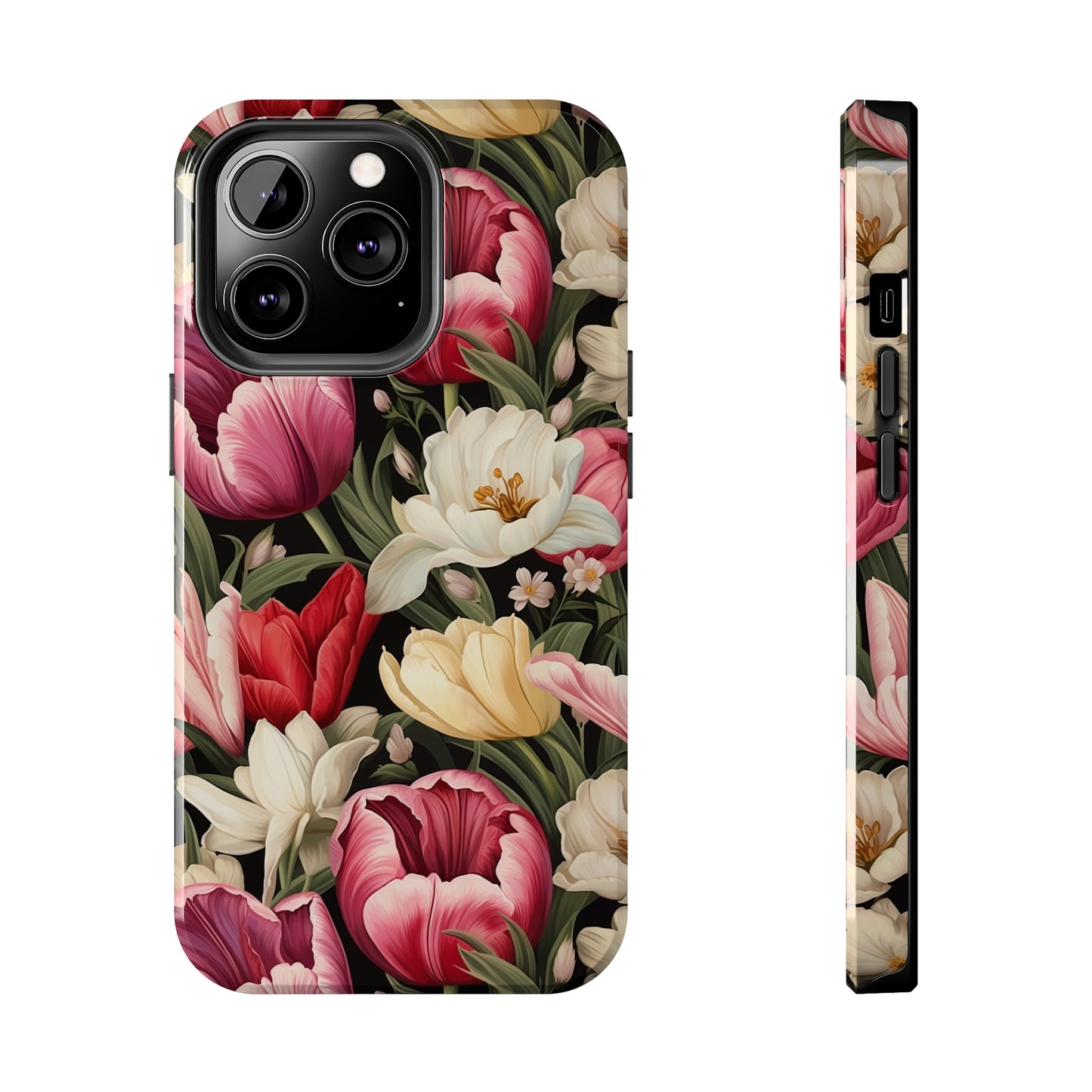 AI Tulip Pattern Phone Case for iPhone - Lightweight, Impact Resistant, Wireless Charging Compatible-AI phone case-AI By AJ