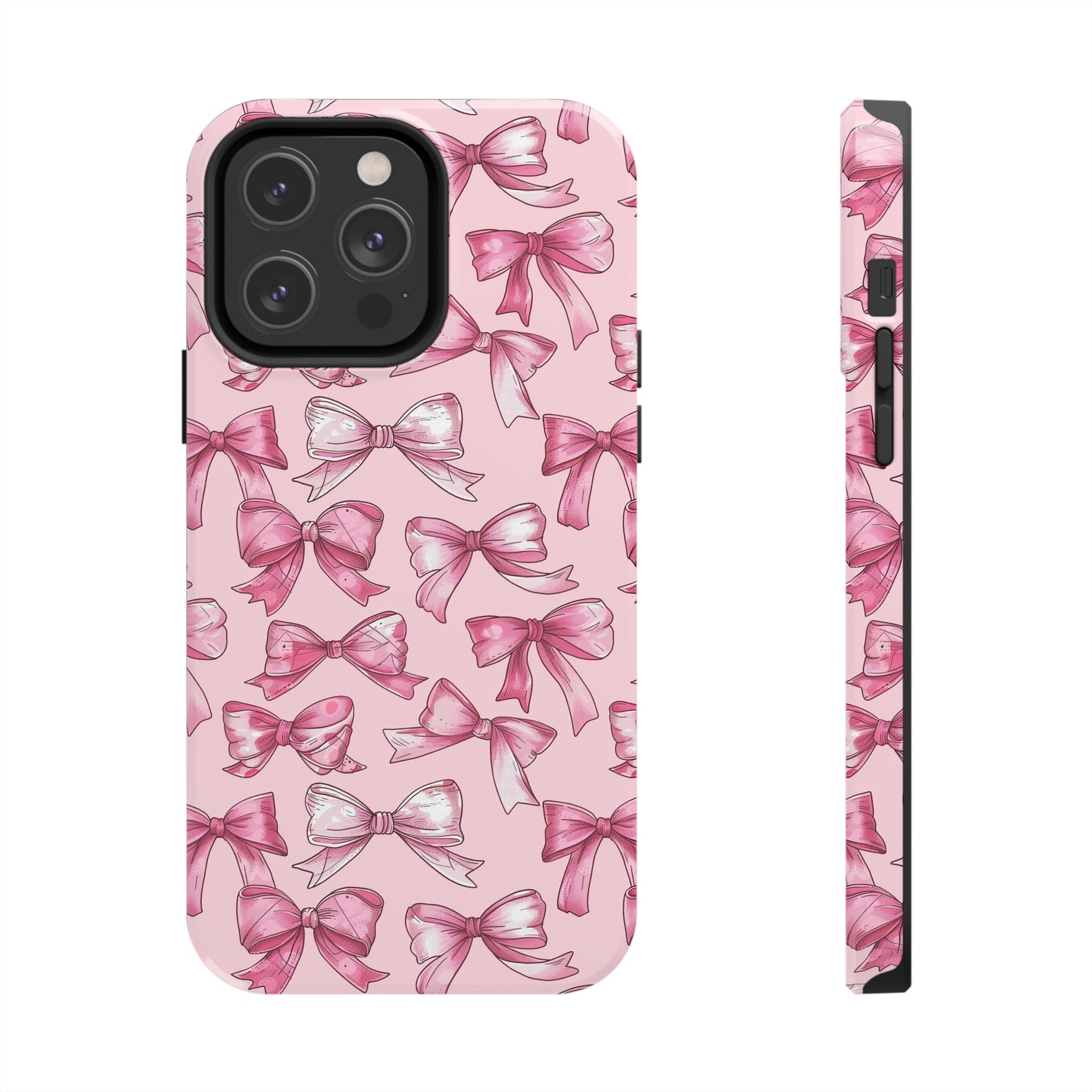 Pink Bows Phone Case for iPhone - Lightweight, Impact Resistant, Wireless Charging Compatible