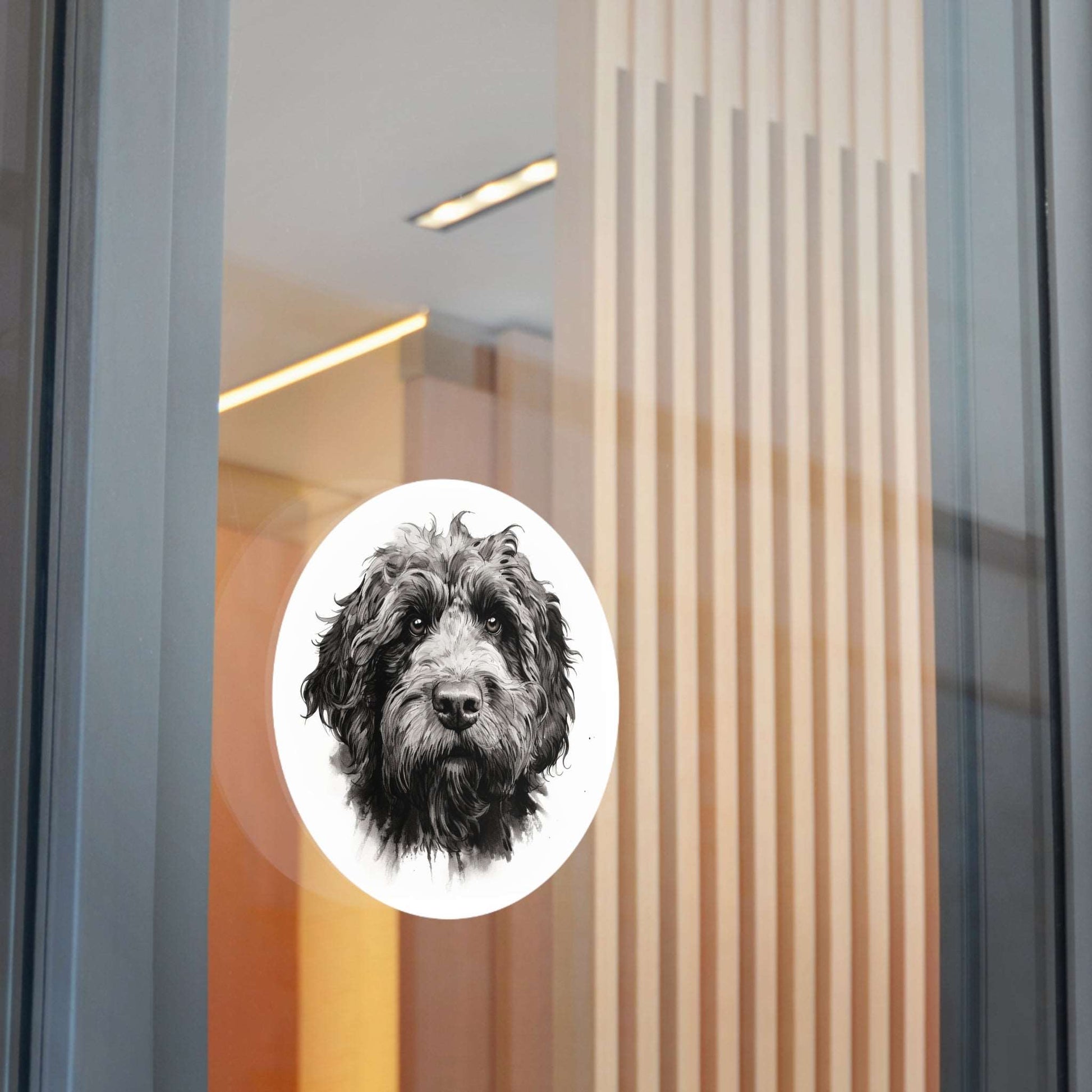 Round Vinyl Dog Sticker - Newfypoo, Labradoodle, Pet Decal