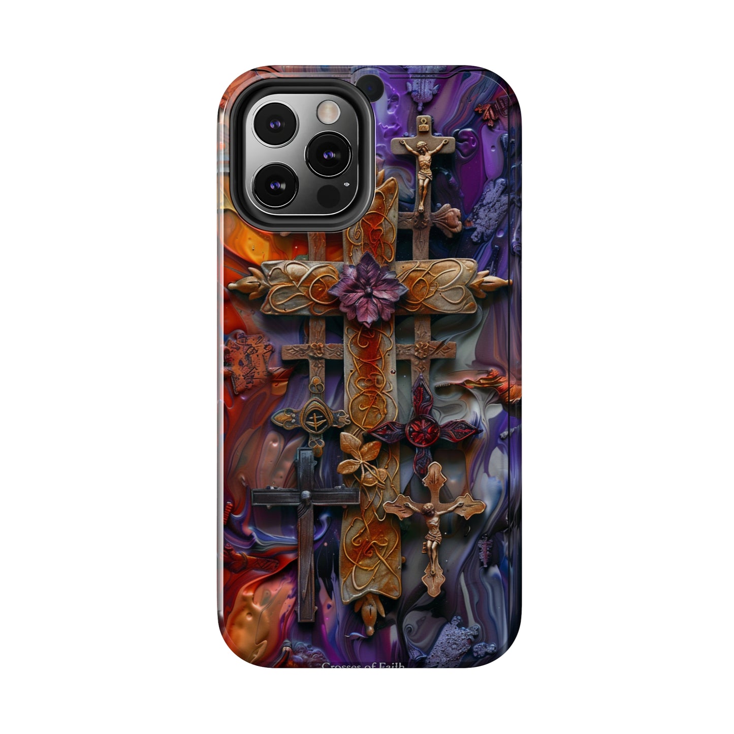 Colorful Crosses Phone Case for iPhone - Lightweight, Impact Resistant, Wireless Charging Compatible