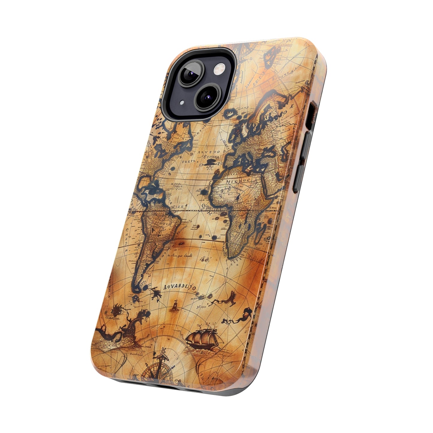 Ancient Map Phone Case for iPhone - Lightweight, Impact Resistant, Wireless Charging Compatible