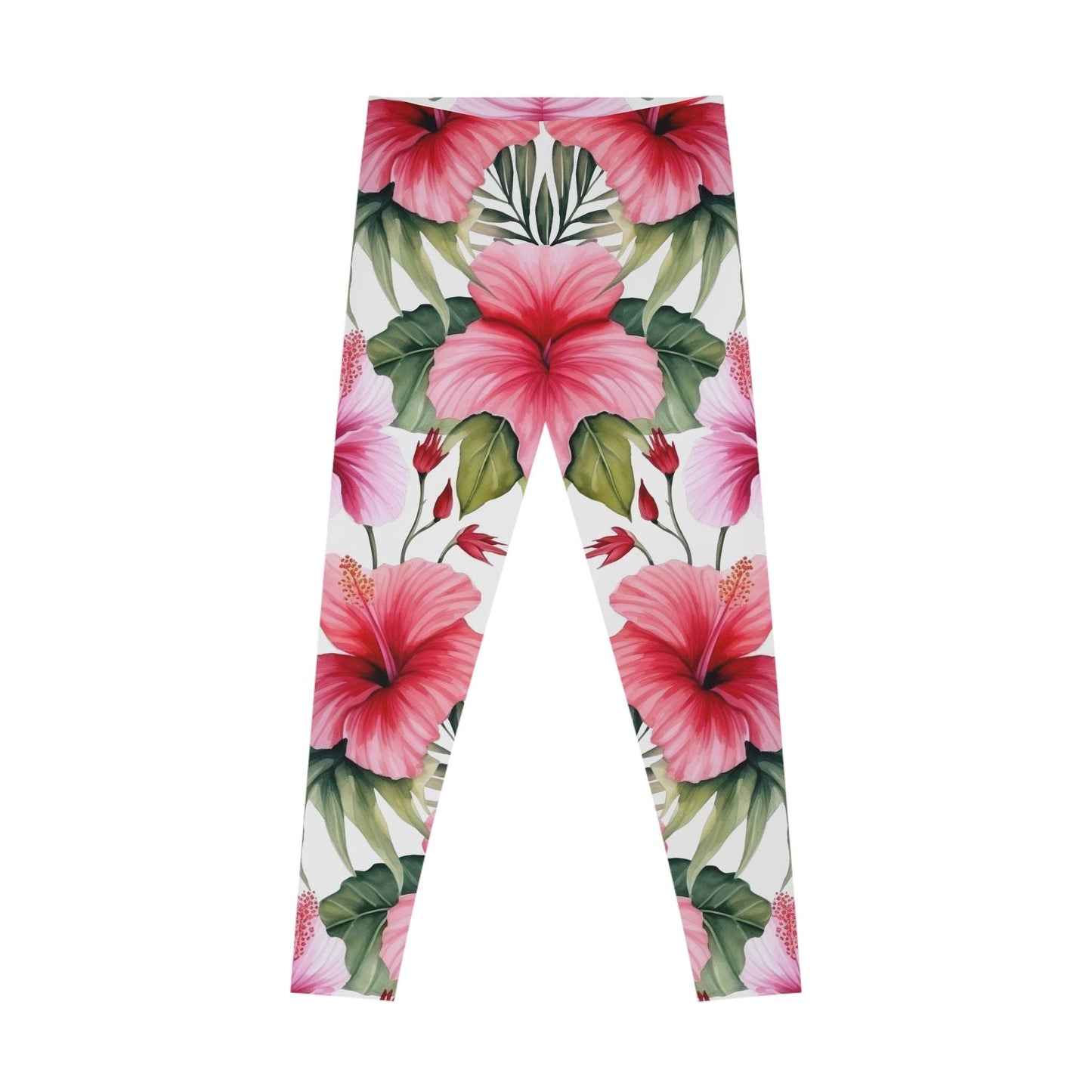 Pink Hibiscus Leggings - Tropical Elegance for Everyday Wear