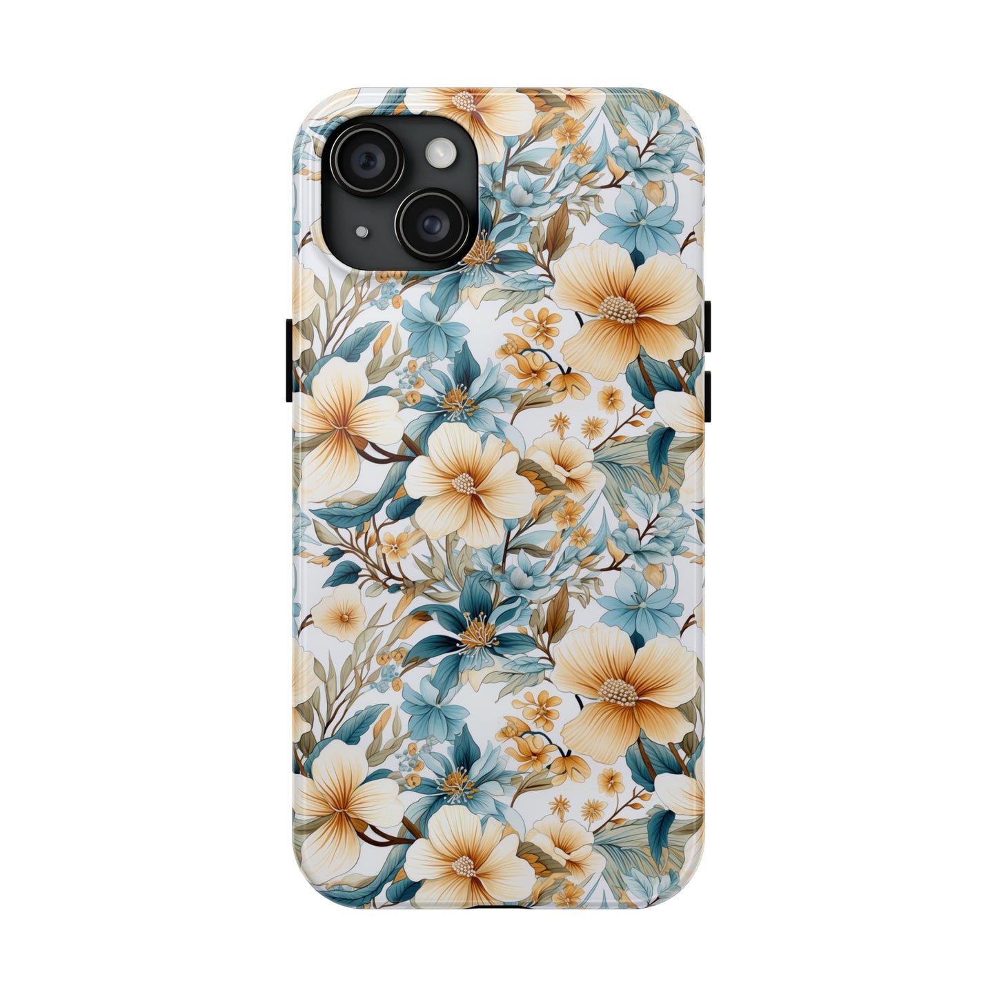 AI Magnolias Floral Pattern Phone Case for iPhone - Lightweight, Impact Resistant, Wireless Charging Compatible