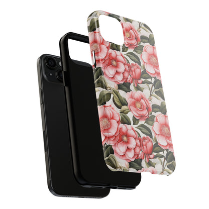 AI Camellias Flower Pattern Phone Case for iPhone - Lightweight, Impact Resistant, Wireless Charging Compatible