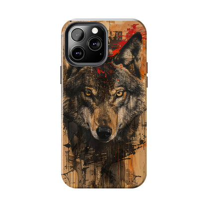 Asemic Writing Style Wolf Phone Case 2 for iPhone - Lightweight, Impact Resistant, Wireless Charging Compatible