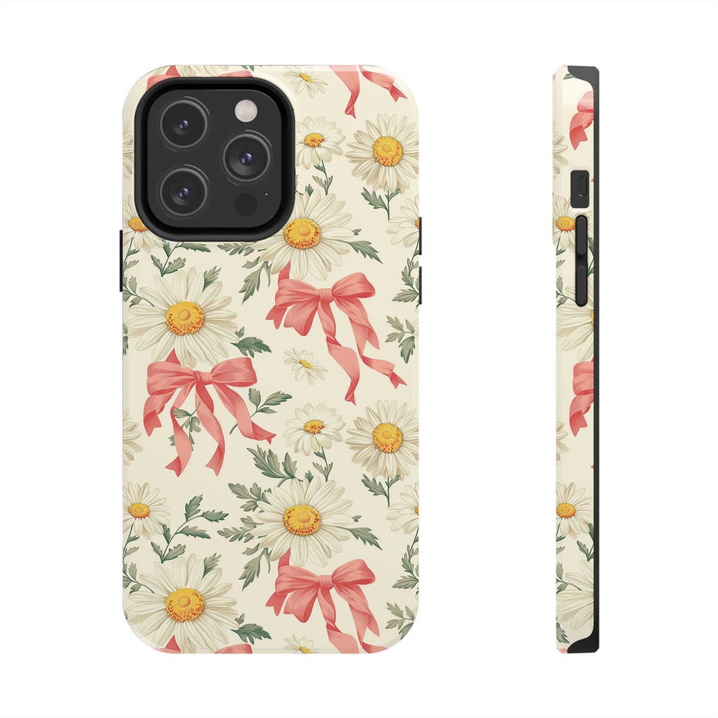 Daisies and Bows Phone Case for iPhone - Lightweight, Impact Resistant, Wireless Charging Compatible