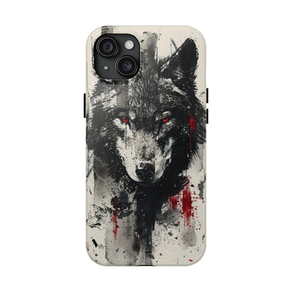 Asemic Writing Style Wolf Phone Case for iPhone - Lightweight, Impact Resistant, Wireless Charging Compatible