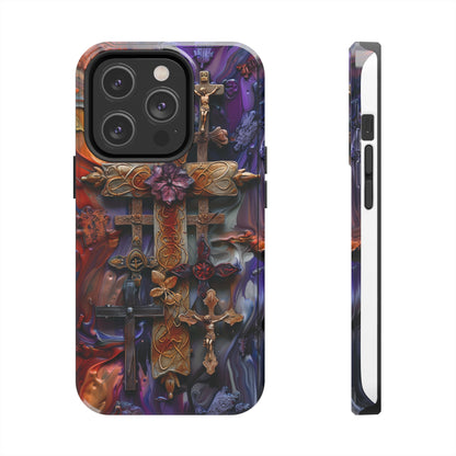 Colorful Crosses Phone Case for iPhone - Lightweight, Impact Resistant, Wireless Charging Compatible