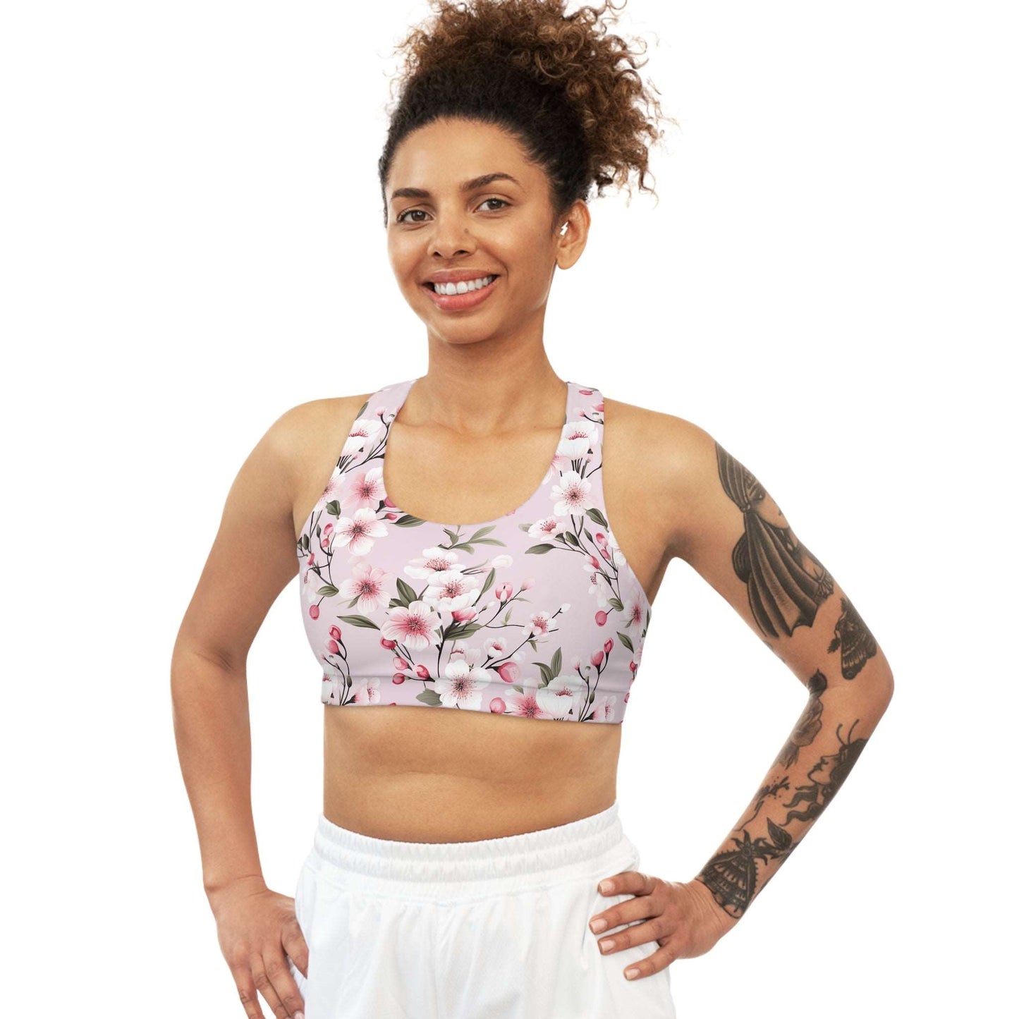 Cherry Blossom Custom Sports Bra - Stylish & Supportive