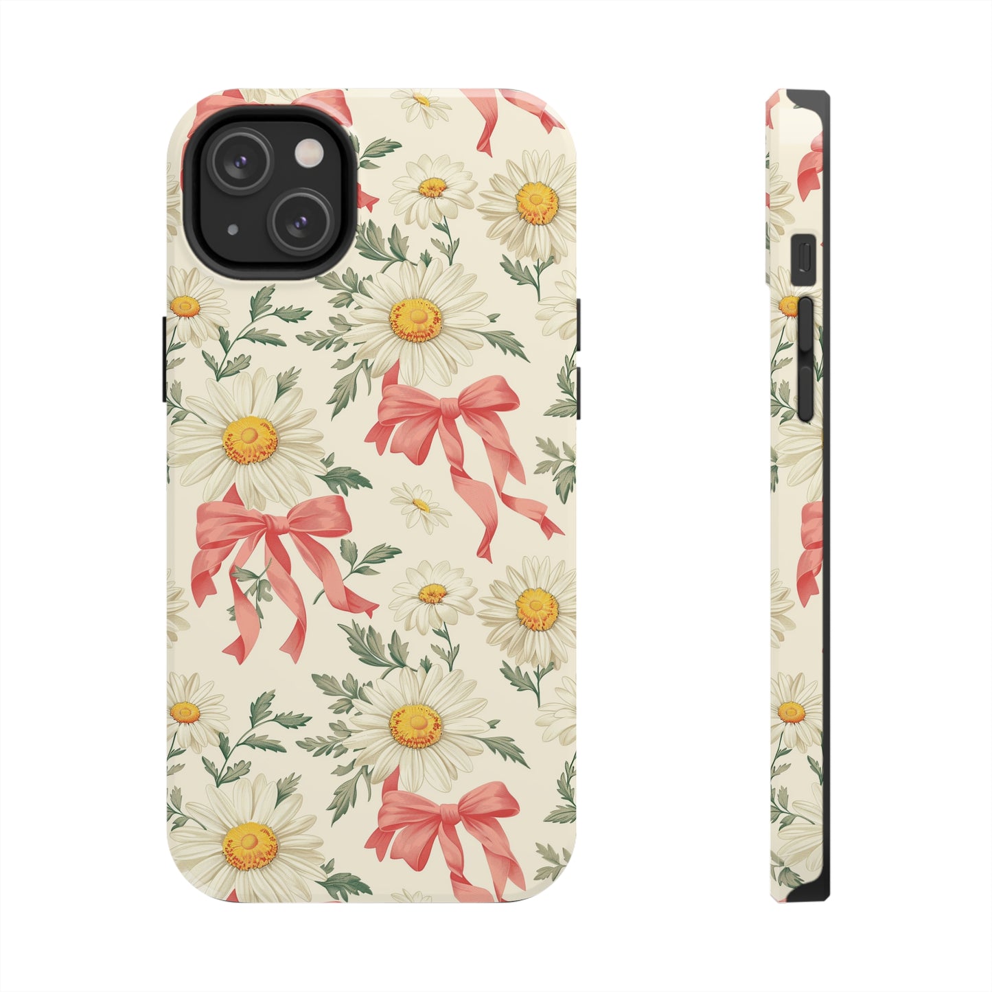 Daisies and Bows Phone Case for iPhone - Lightweight, Impact Resistant, Wireless Charging Compatible