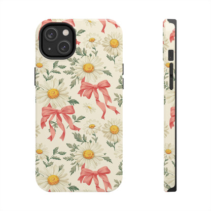 Daisies and Bows Phone Case for iPhone - Lightweight, Impact Resistant, Wireless Charging Compatible