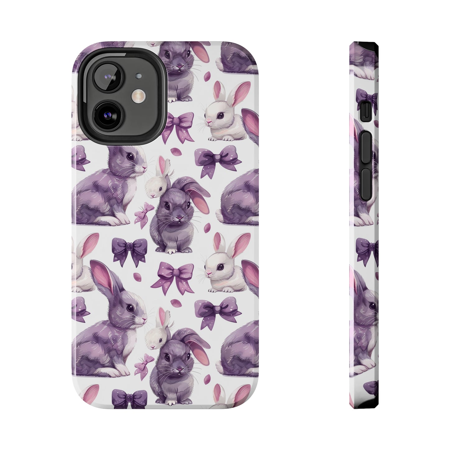 Bunnies and Bows Phone Case for iPhone - Lightweight, Impact Resistant, Wireless Charging Compatible